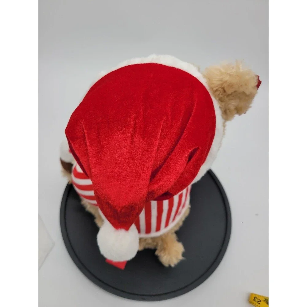 Belkie Bear 2017 Christmas Teddy Holiday Santa Hat with Felt Book Puppy 17” Tan